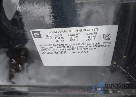 2014 Chevrolet Impala 2Lt из США, поврежденный, VIN 2G1125S3XE9133230